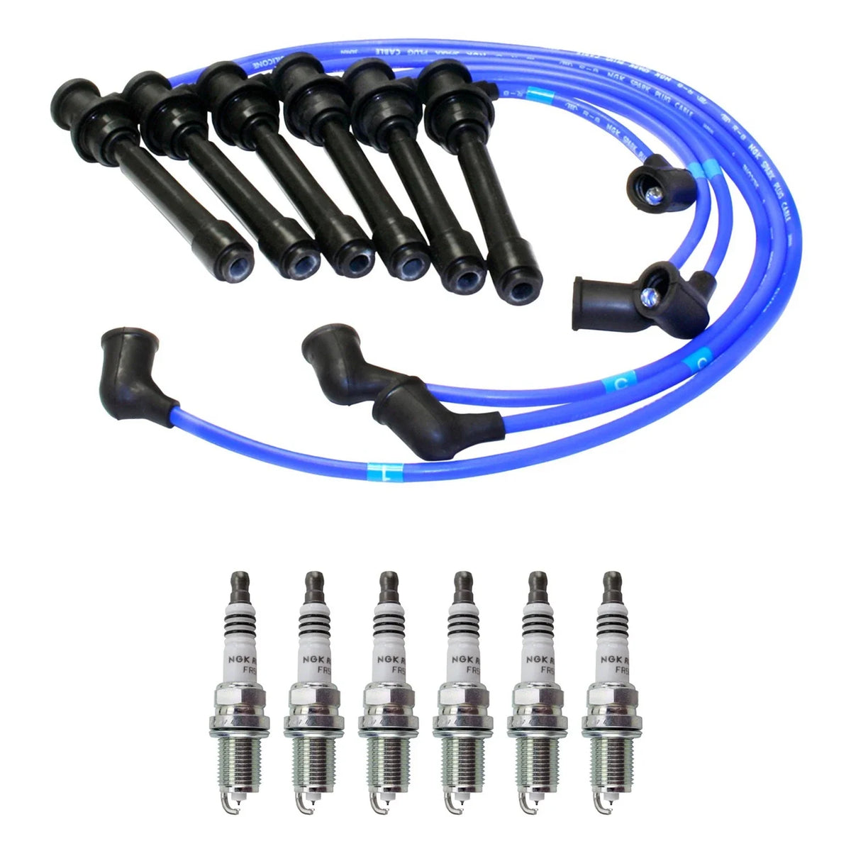 NGK 7mm Wire Set & Ruthenium Spark Plug Kit for Santa Fe, Magentis, Optima (V6)