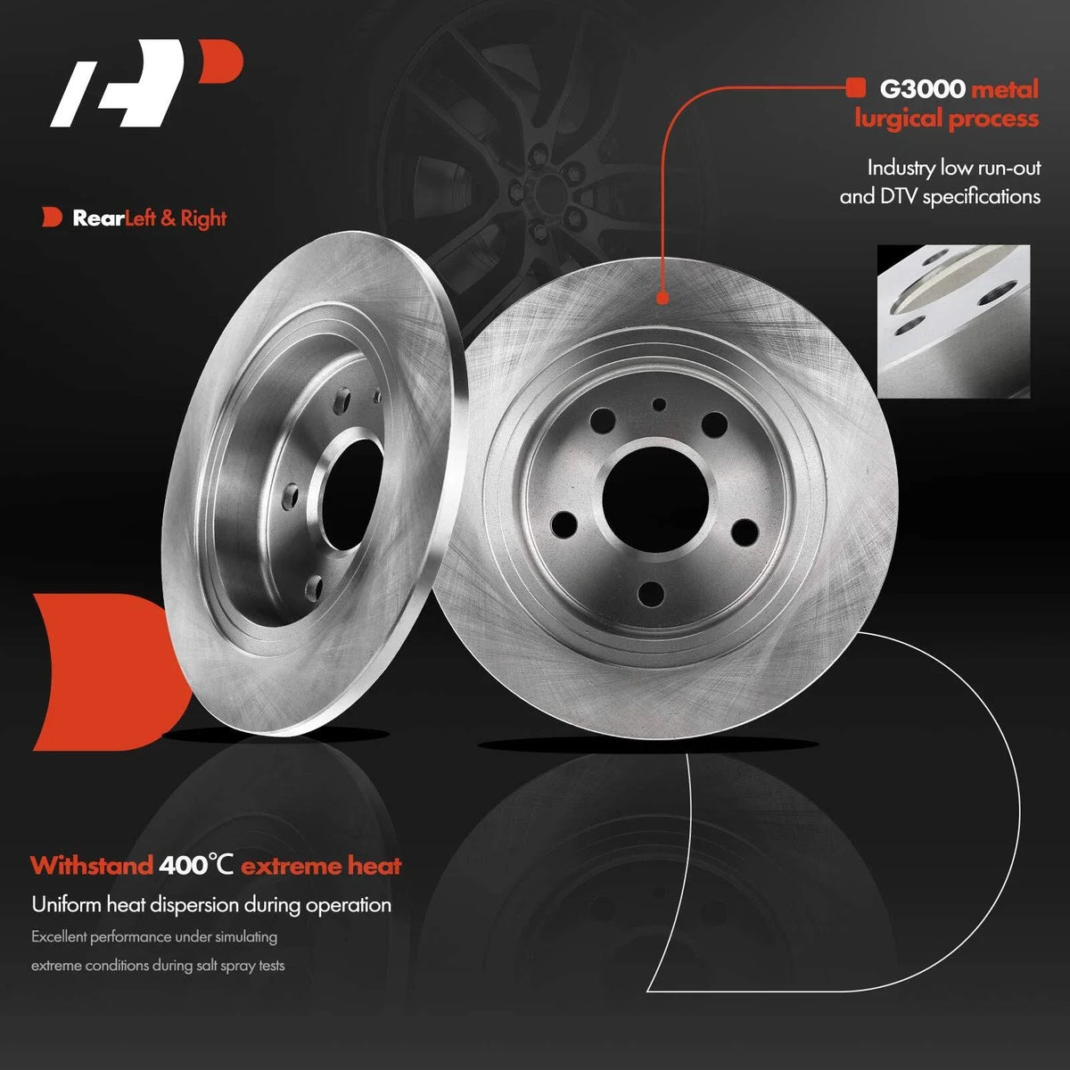 Rear Disc Brake Rotors & Ceramic Pads for Chevy Malibu, Buick Regal (2015)
