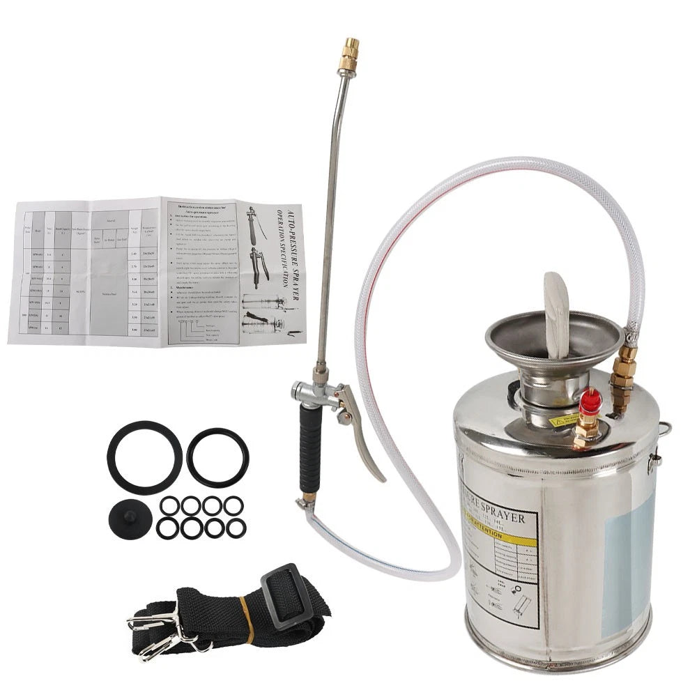 1 Gallon Stainless Steel Hand-Pump Sprayer with 3FT Hose