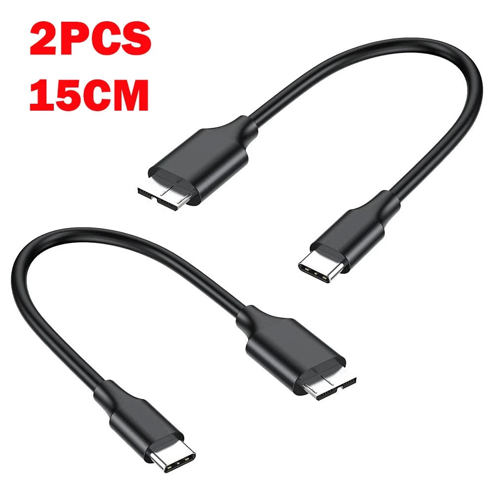2X 15cm Micro B to USB C External Hard Drive Cable for Seagate