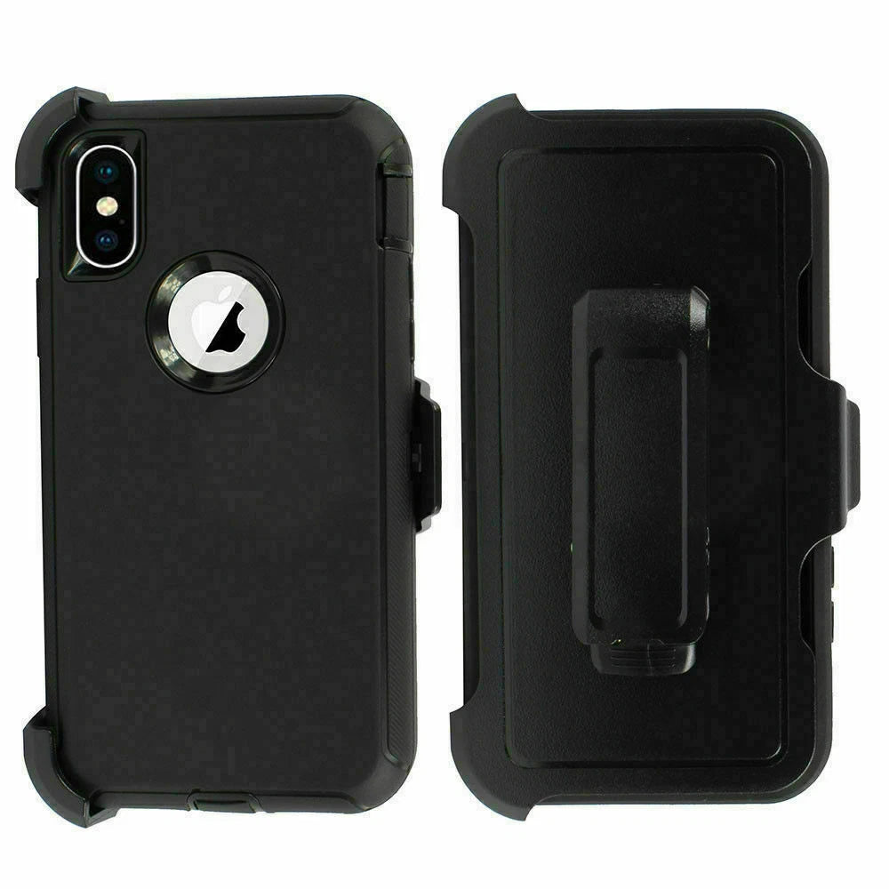 10x Shockproof Defender Case for iPhone 12 Pro Max, X, XR, XS, 6, 6S, 7 - Black