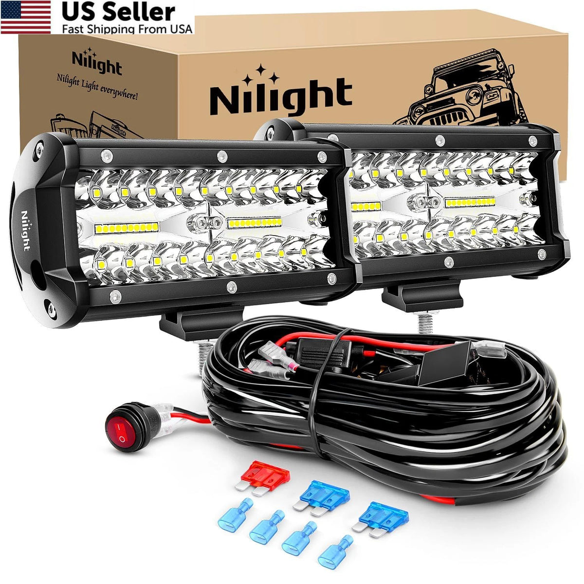 2X 6.5 Inch 120W Spot Lights for Nilight (2010–2023)