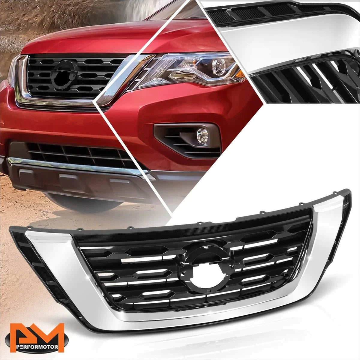 Grille Shell for Nissan Pathfinder (2019–2020) w/Badge Slot & Silver Trim