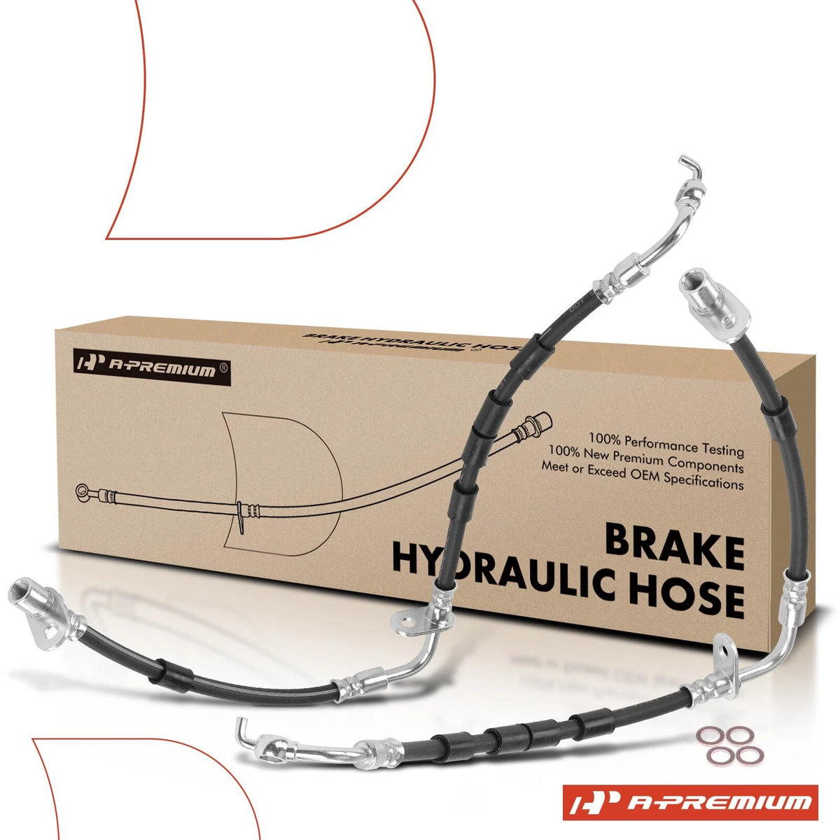 2X Front Brake Hydraulic Hose for Mazda 6 (2009–2013) GS3L43980A, GS3L43990A