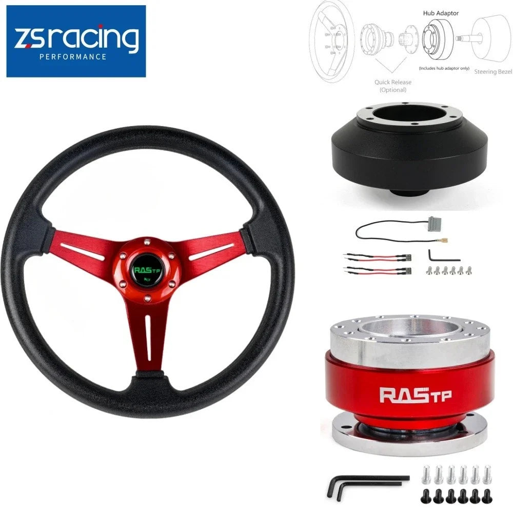 Red Steering Wheel + 141H Hub Adapter + Quick Release for Nissan 350Z 370Z G35 G37 (2003–2020)