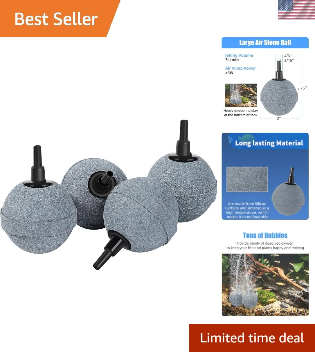 2-Inch Air Stones for Aquariums & Ponds (No Part Numbers)