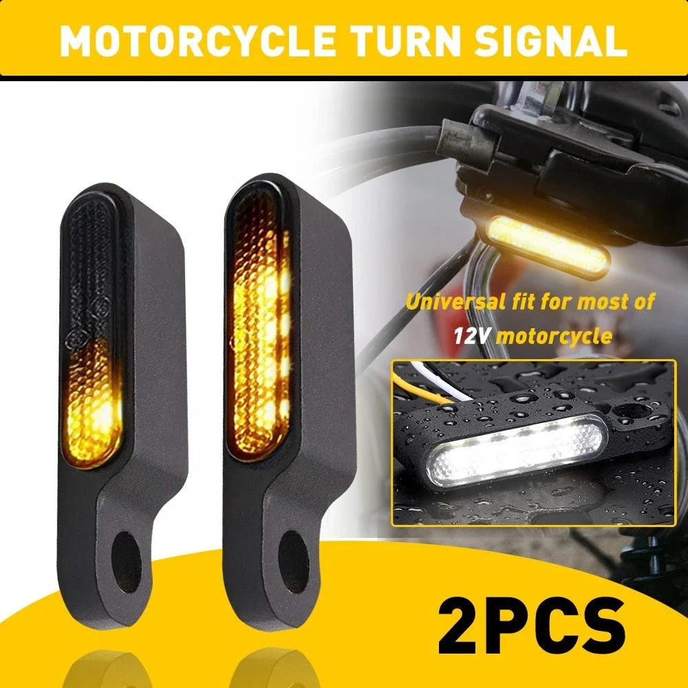 Universal Black LED Turn Signal Lights for Motorcycle (Waterproof)