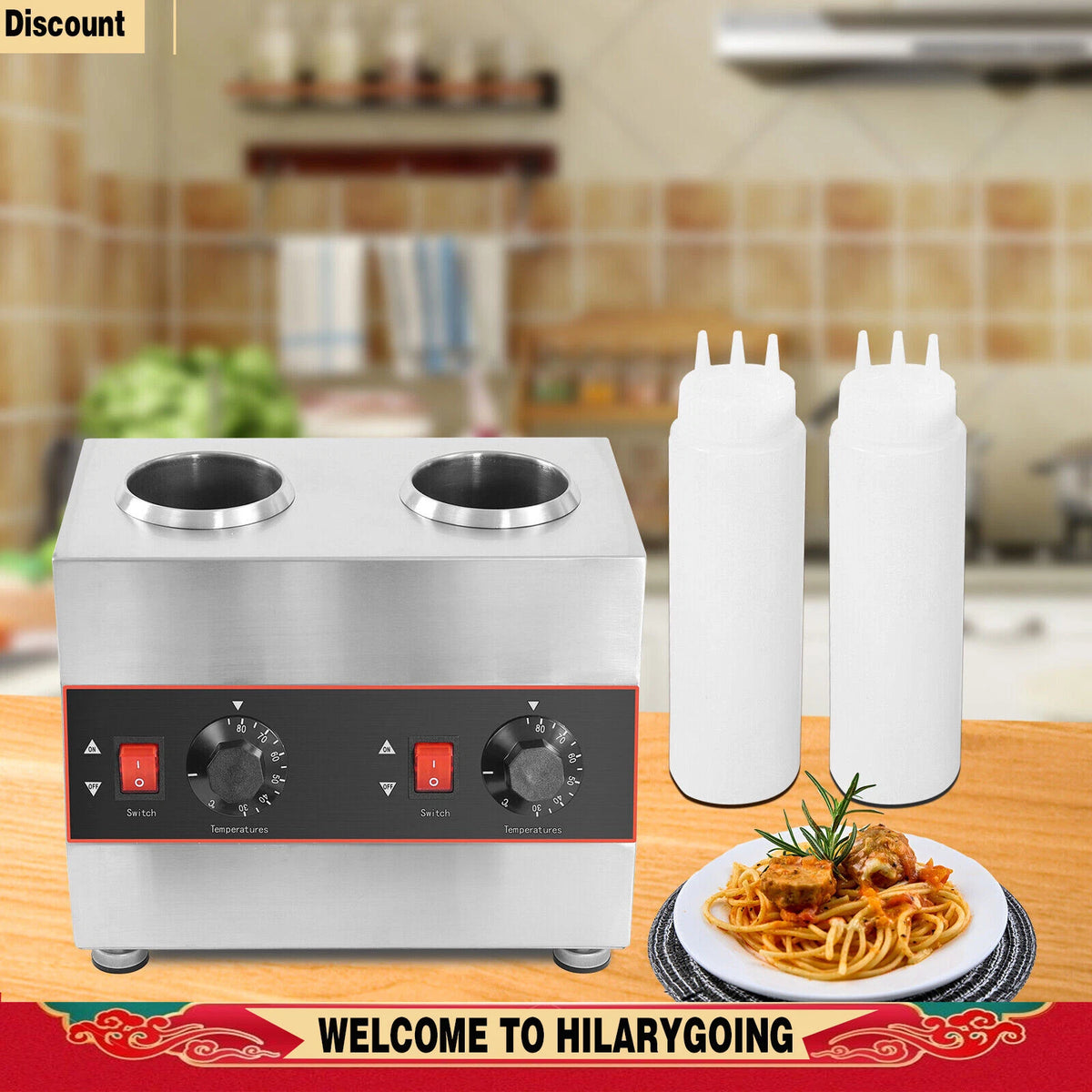 2X Butter Sauce Dispenser Warmer Pump for Commercial Use