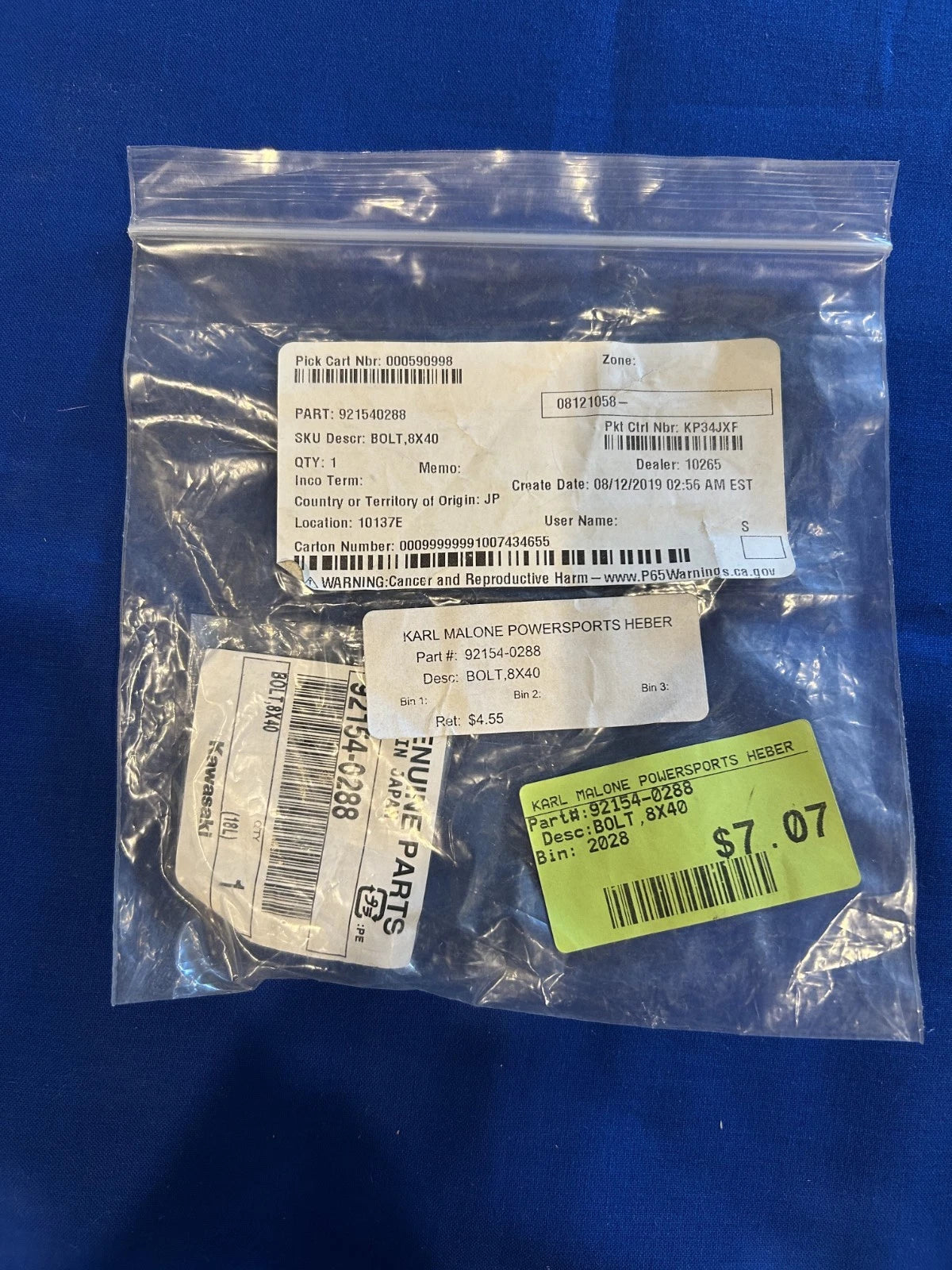 Bolt 8x40 for Kawasaki (92154-0288)