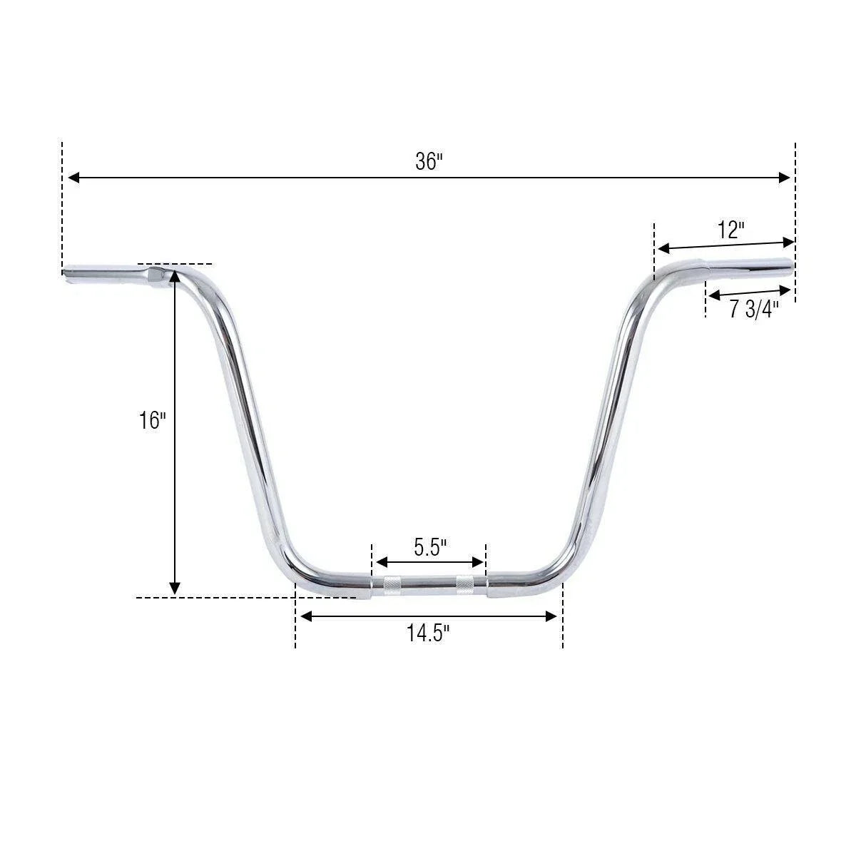 16" Rise Ape Hanger Handlebar for Harley Softail FLST FXST (Chrome)