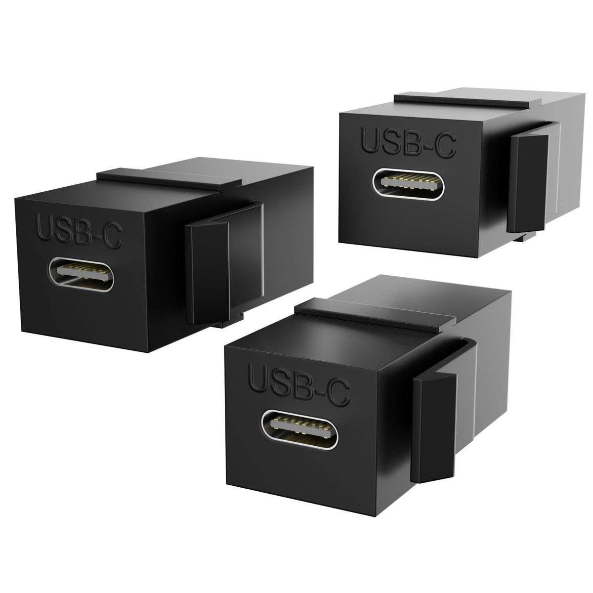 3 Pack USB C Keystone Jack Insert Adapters Female - Black