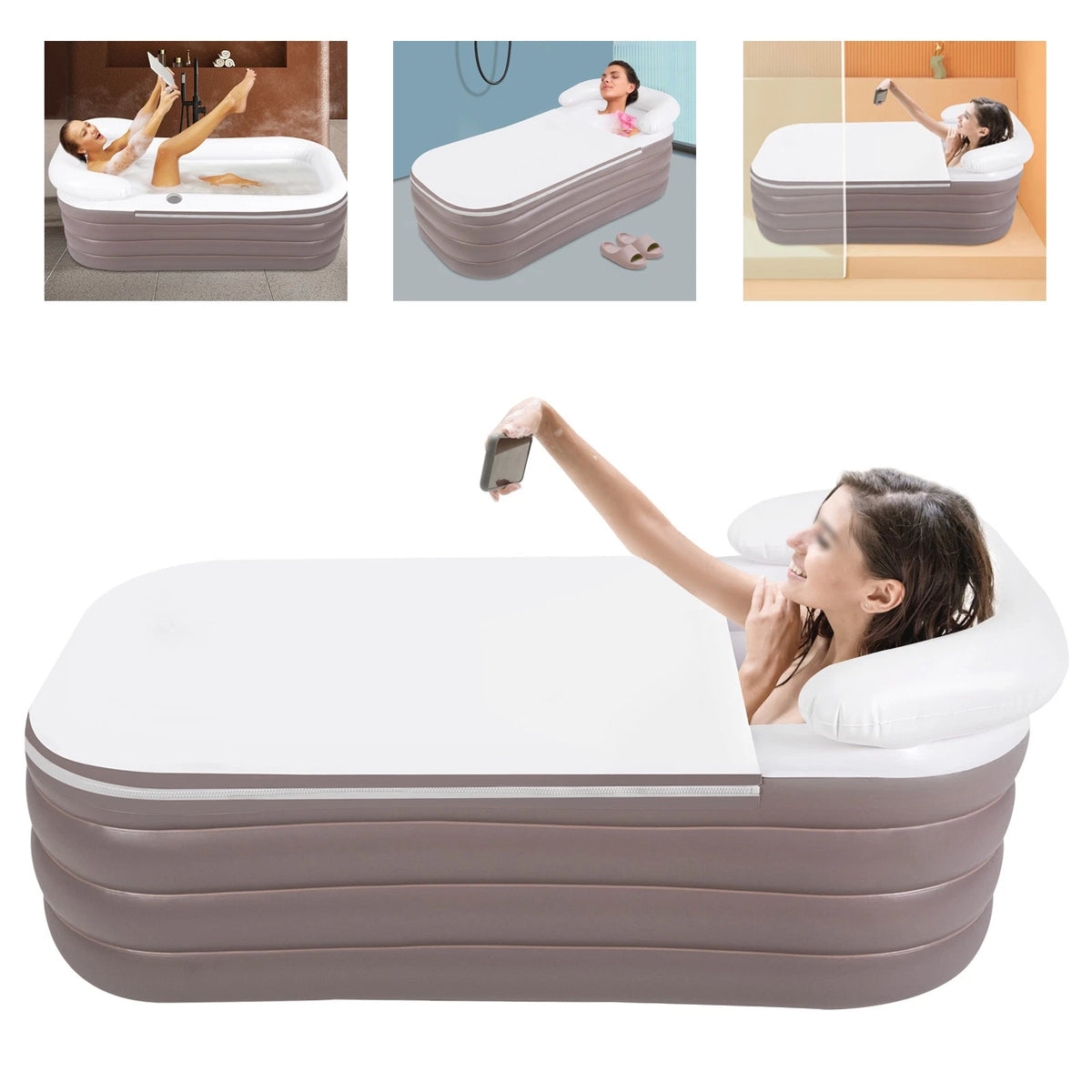 Foldable Portable Standing Inflatable Bathtub for Unisex SPA