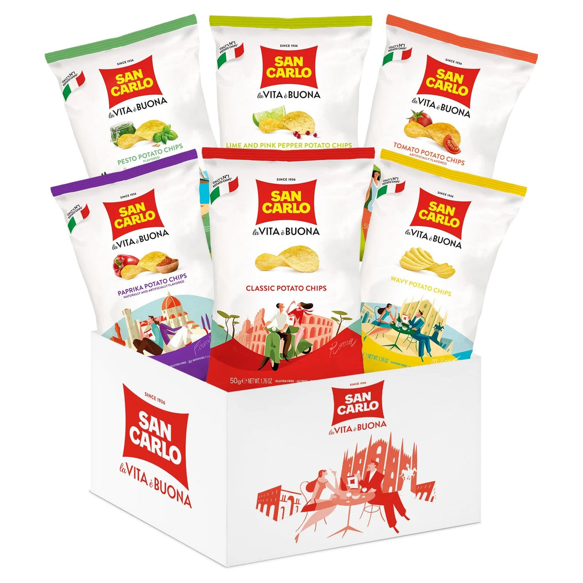8X San Carlo Variety Pack 50g Multi Flavours (Pack of 8)