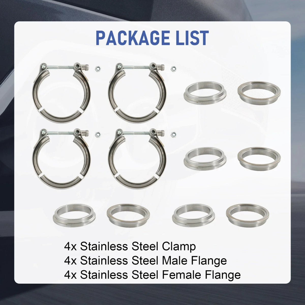2.25 Inch V Band Clamp with Flange for Exhaust Downpipe (Universal)
