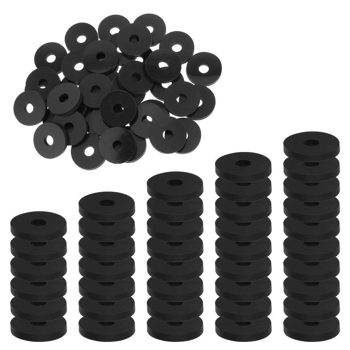50 Pcs Flat Rubber Washers for Various Applications (3/4 Inch OD, 1/4 Inch ID)