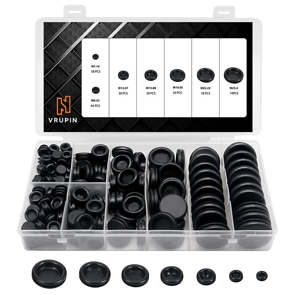 Rubber Grommet Kit for Electrical Plumbing (188 Pcs)