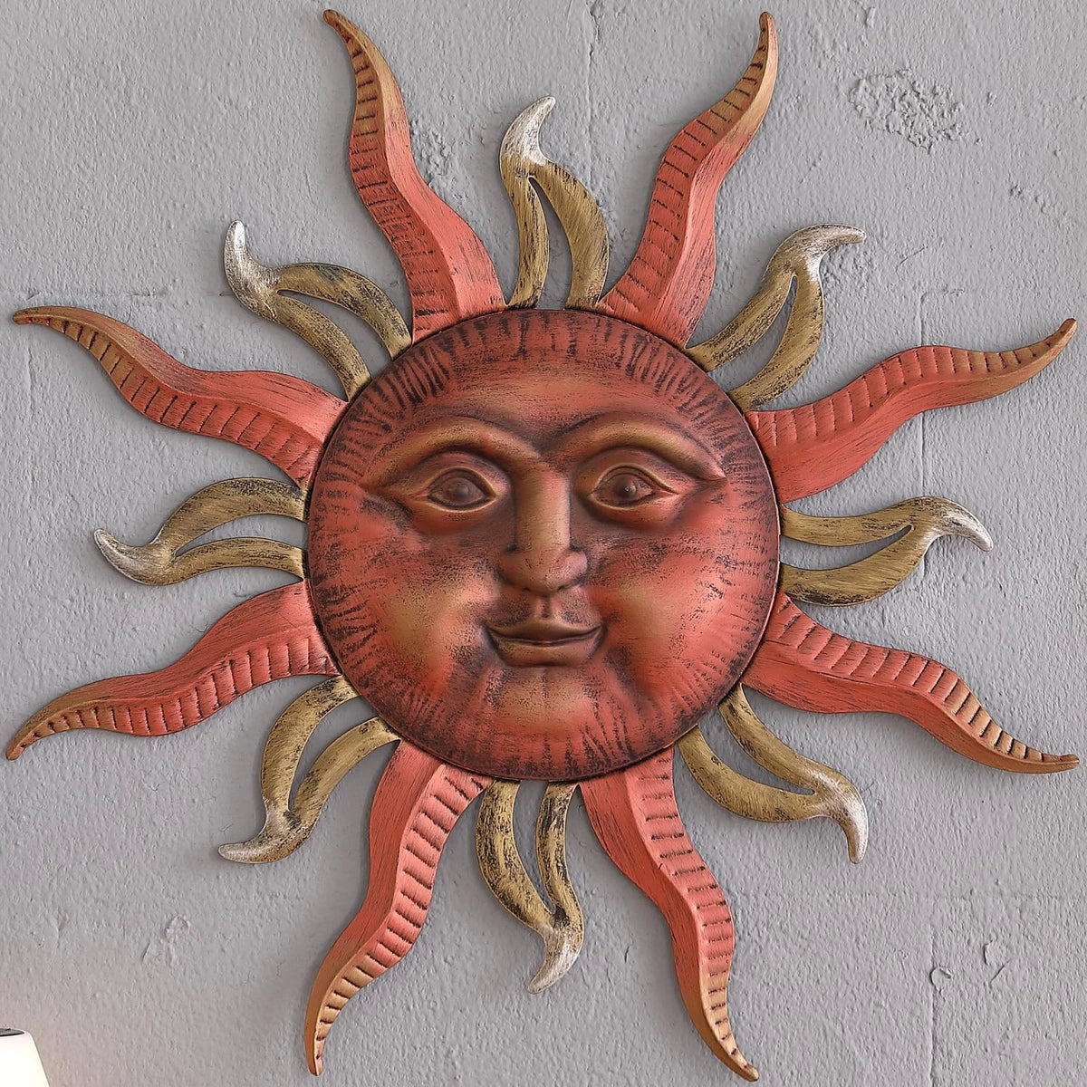 31" Large Metal Sun Wall Decor for Outdoor Use