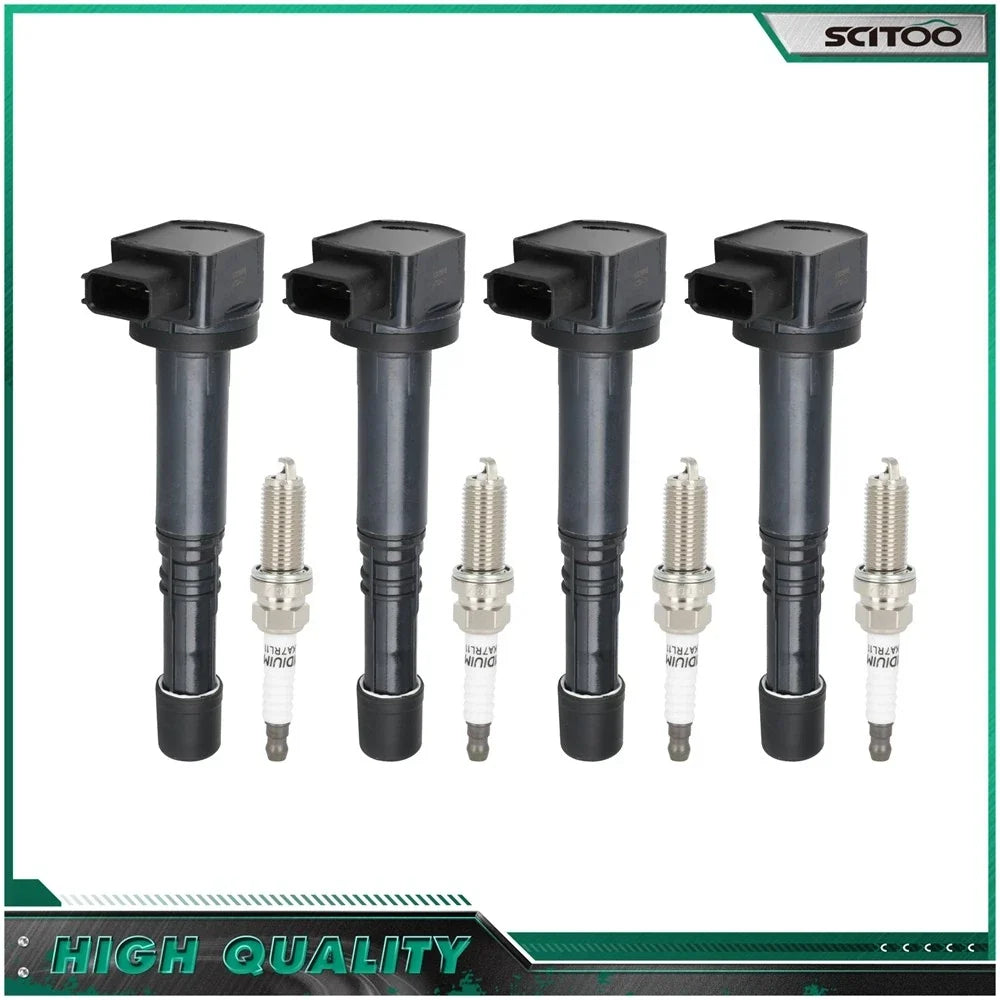 Set of 4 Ignition Coils & Spark Plugs for Honda Accord CR-V Element Civic (2003–2011)