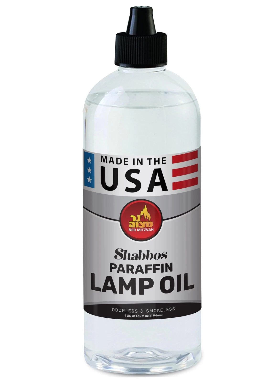 32oz Paraffin Lamp Oil for Ner Mitzvah (Clear, Smokeless, Odorless)