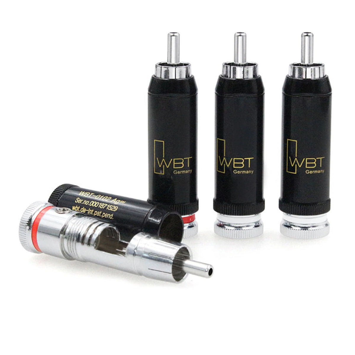 Set of 4 Rhodium Plated RCA Plug Terminal Sockets for Audio Interconnect