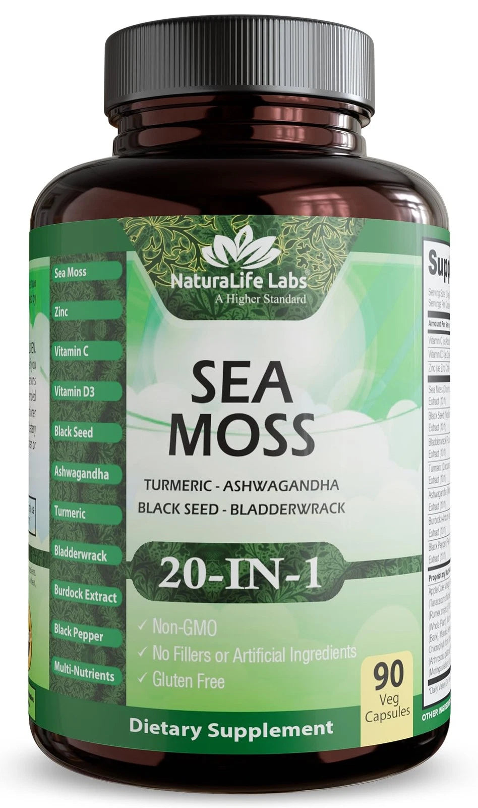 Sea Moss, Black Seed Oil, Bladderwrack, Turmeric - 90 Count