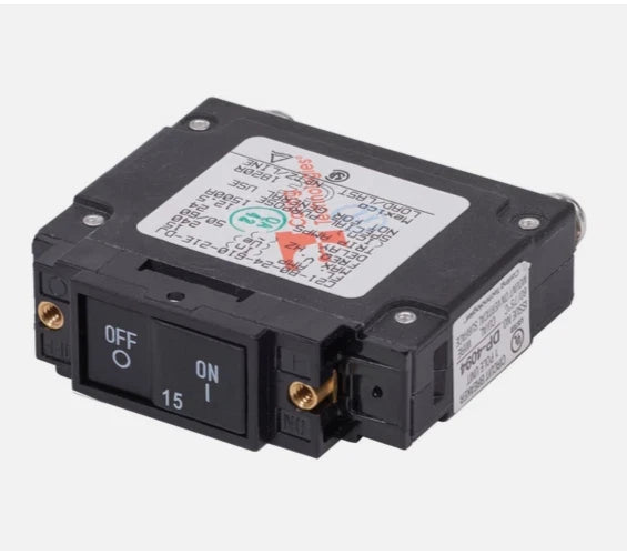 15A Circuit Breaker with On-Off Switch for Blue Sea Systems (7456, 7456B-BSS)