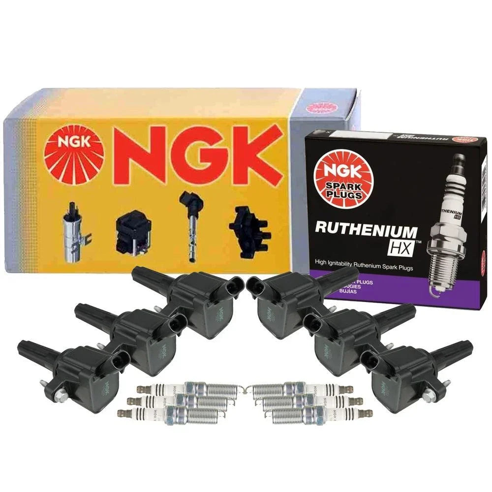 Set of 6 NGK COP Ignition Coils & Ruthenium Spark Plugs for Chevy GMC Isuzu (2002–2009)