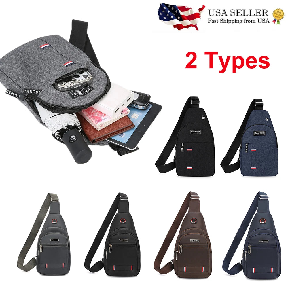 Canvas Sling Crossbody Bag for Men - Chest Shoulder Messenger Backpack