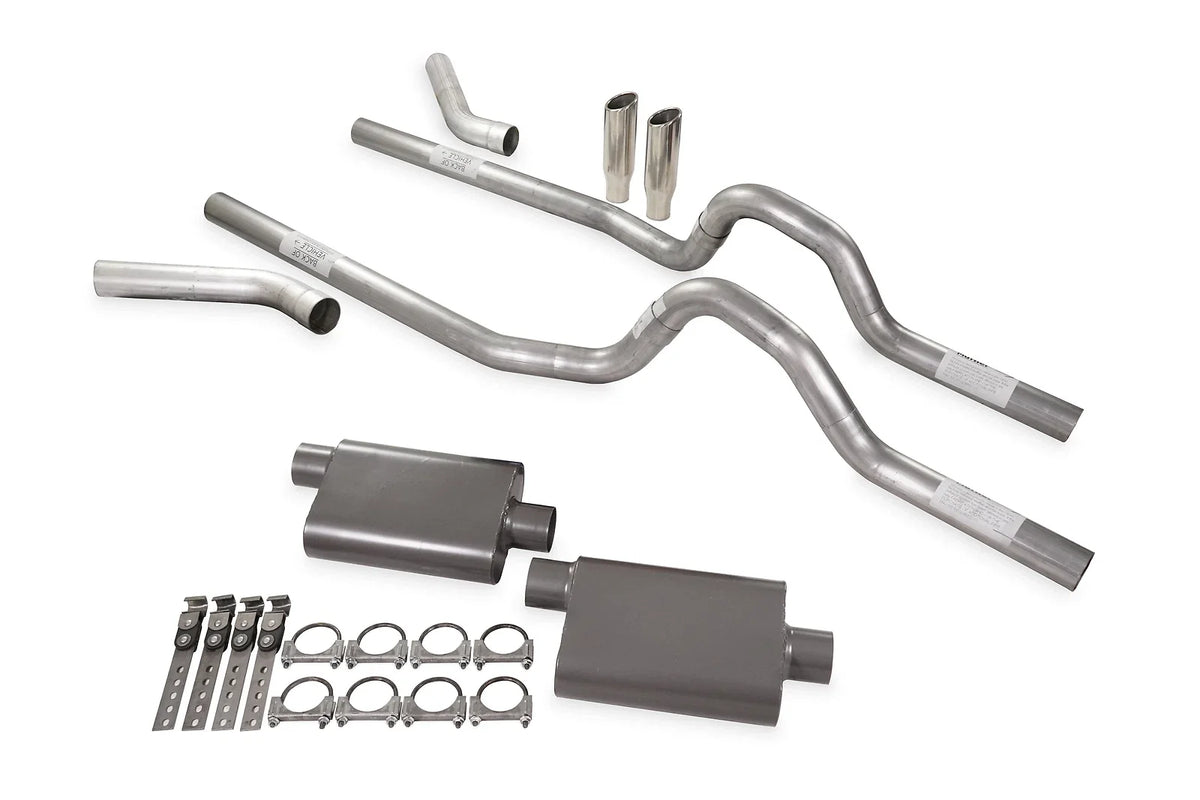 Dual Exhaust Kit 2.5" 2 Chamber Corner Exit RC Tips for Ford F-Series (1980–1986)
