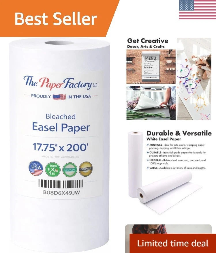 17.75" x 200' Acid-Free Art Easel Paper Roll for Kids' Crafts