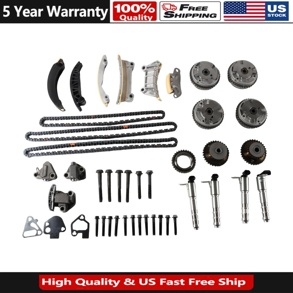 Timing Chain Kit with VVT Solenoid for Chevy Impala Malibu (2000–2016)