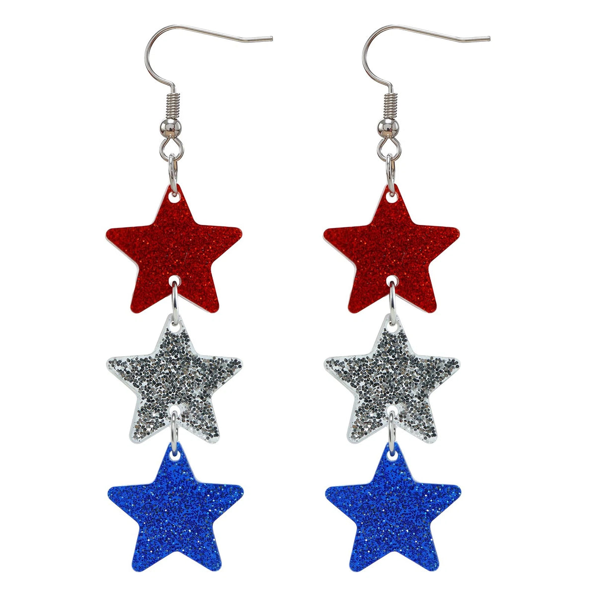 250th Anniversary USA Shirt - Patriotic Regular, Black White Blue Earring