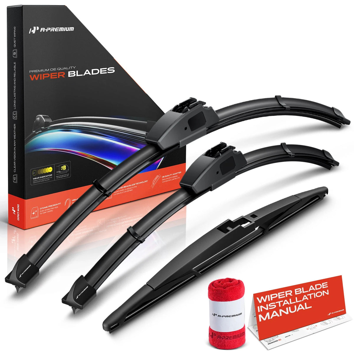 3X Windshield Wiper Blades for Mitsubishi Mirage (24'' & 16'' & 12'')