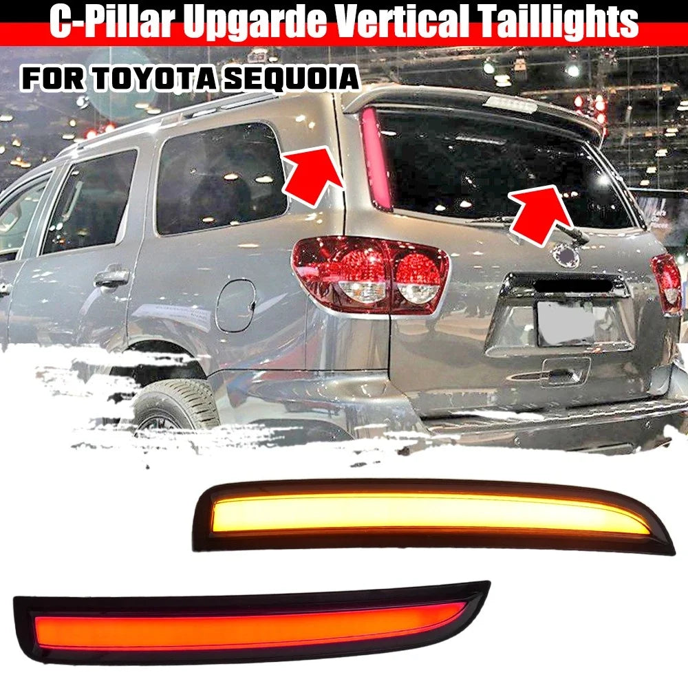 3in1 LED Smoked Rear C Pillar Panel Lights for Toyota Sequoia (2007–2021)
