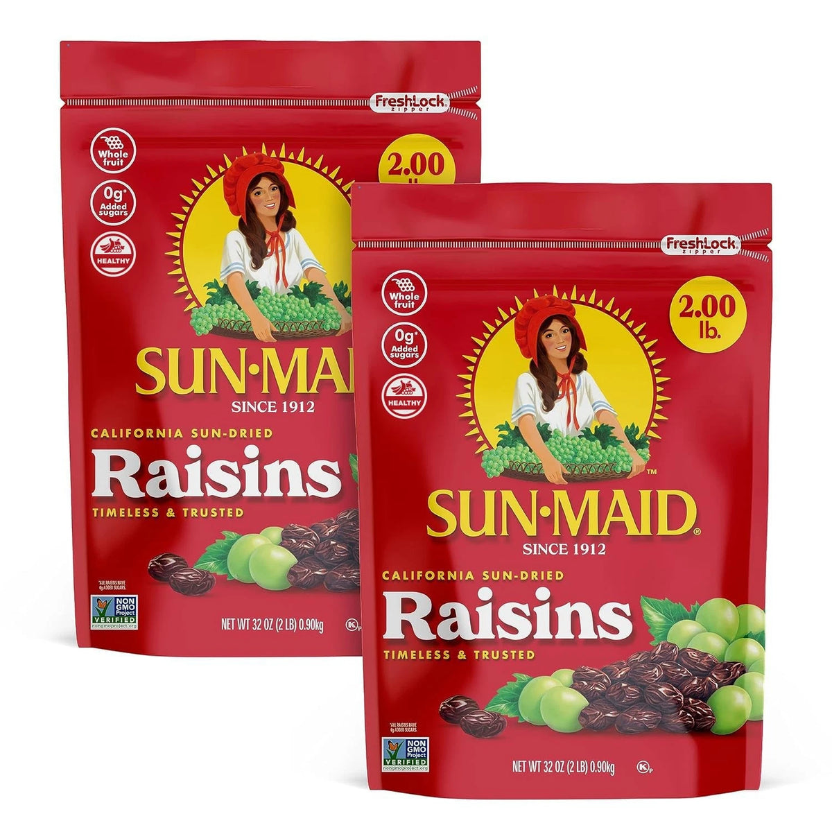 2 Pack California Raisins Dried Fruit Snack 32oz Resealable Bag
