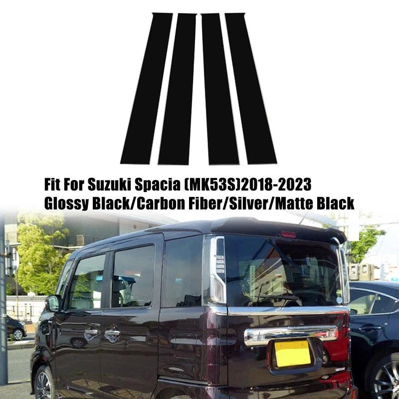 Glossy Black Exterior Pillar Posts for Suzuki Spacia (MK53S) (2018–2023)