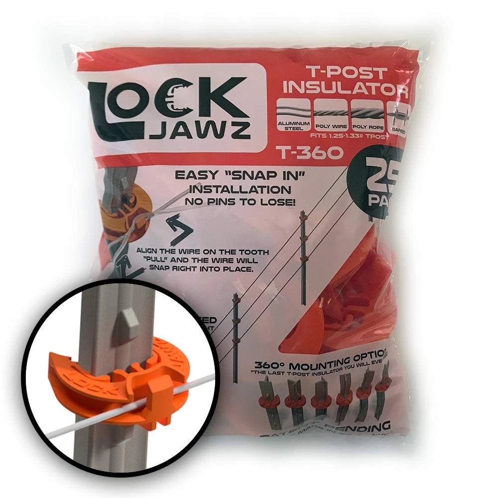 Lock Jawz T-360 Electric Fence T-Post Insulator for T-Post