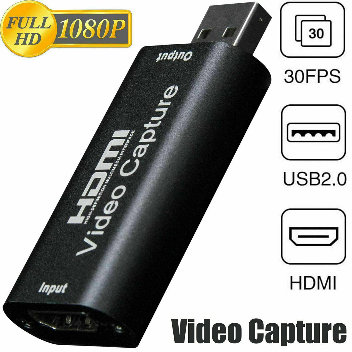 HDMI to USB Video Capture Card for Live Streaming (1080P)