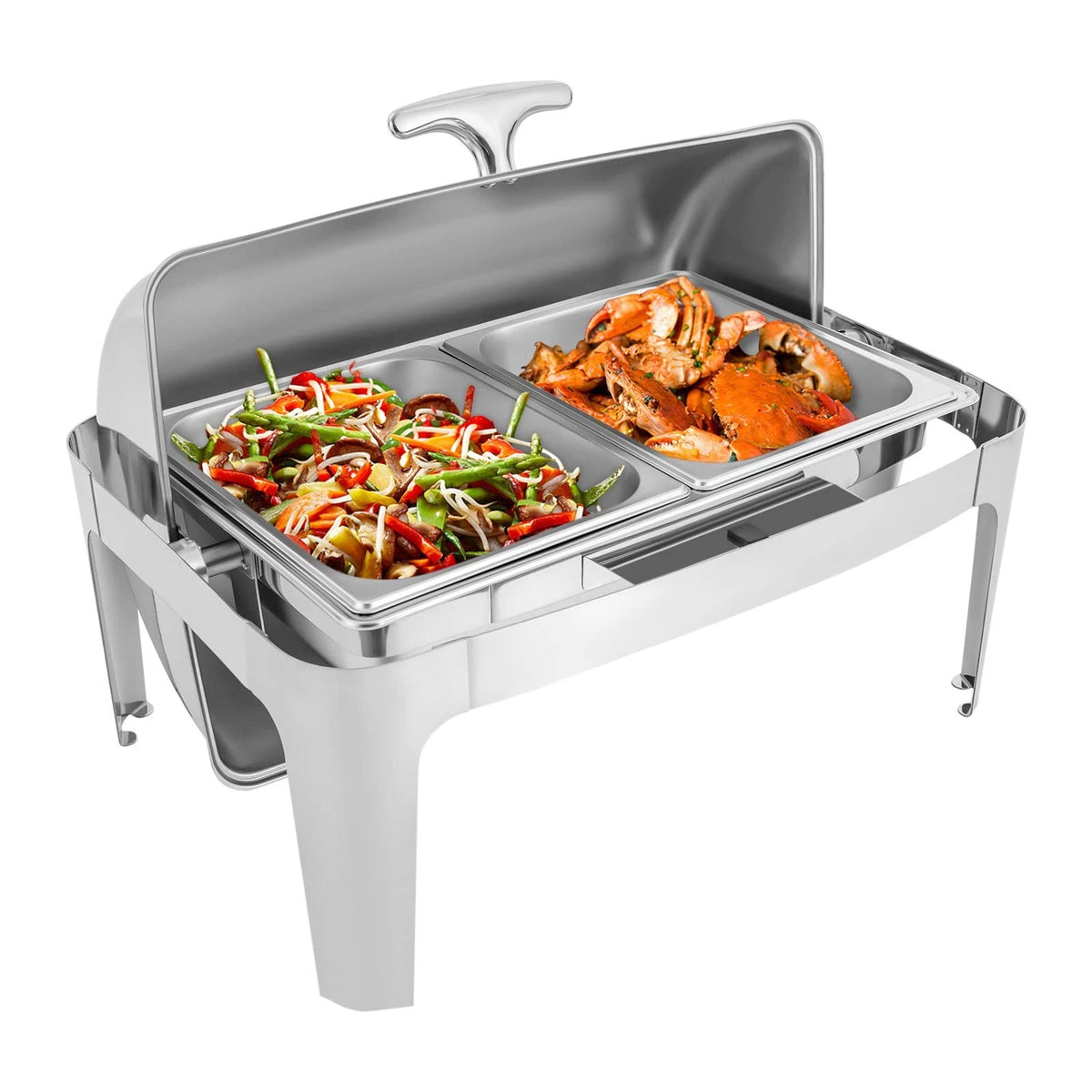 9.54QT Stainless Steel Chafer Buffet Dish Roll Top Food Warmer