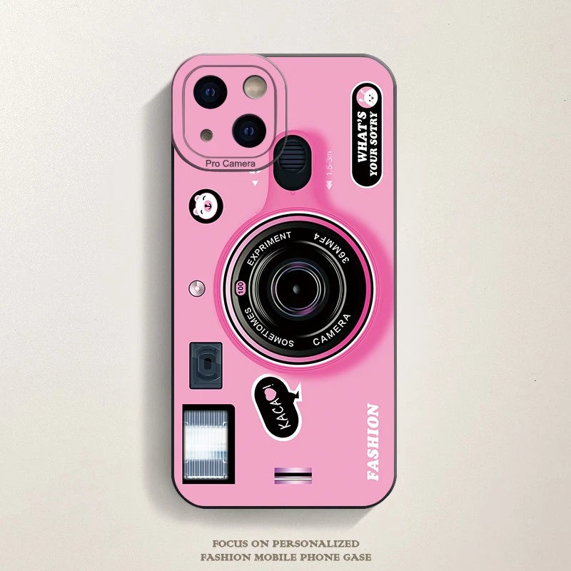 TPU Protective Cover for iPhone 11 (2019) - Vintage Pink Camera Design