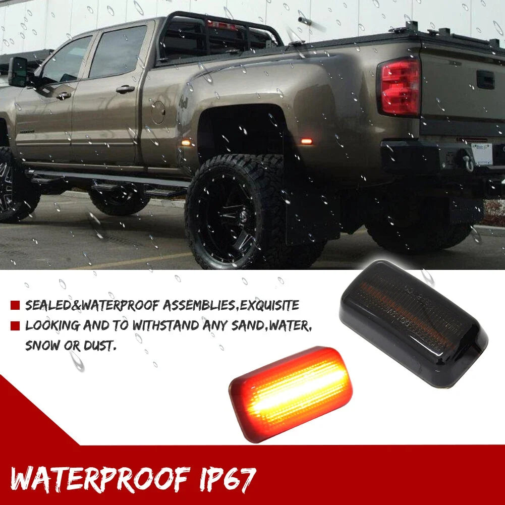 2X Smoke Lens Red LED Rear Fender Marker Lights for Chevy GMC 2500/3500HD (2015–2023)