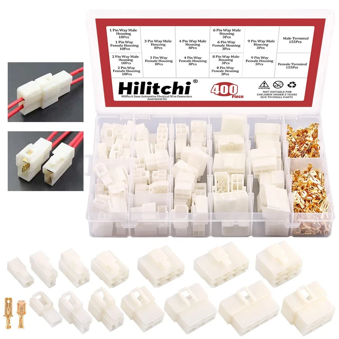 400Pcs 6.3MM Electrical Automotive Wire Connectors for