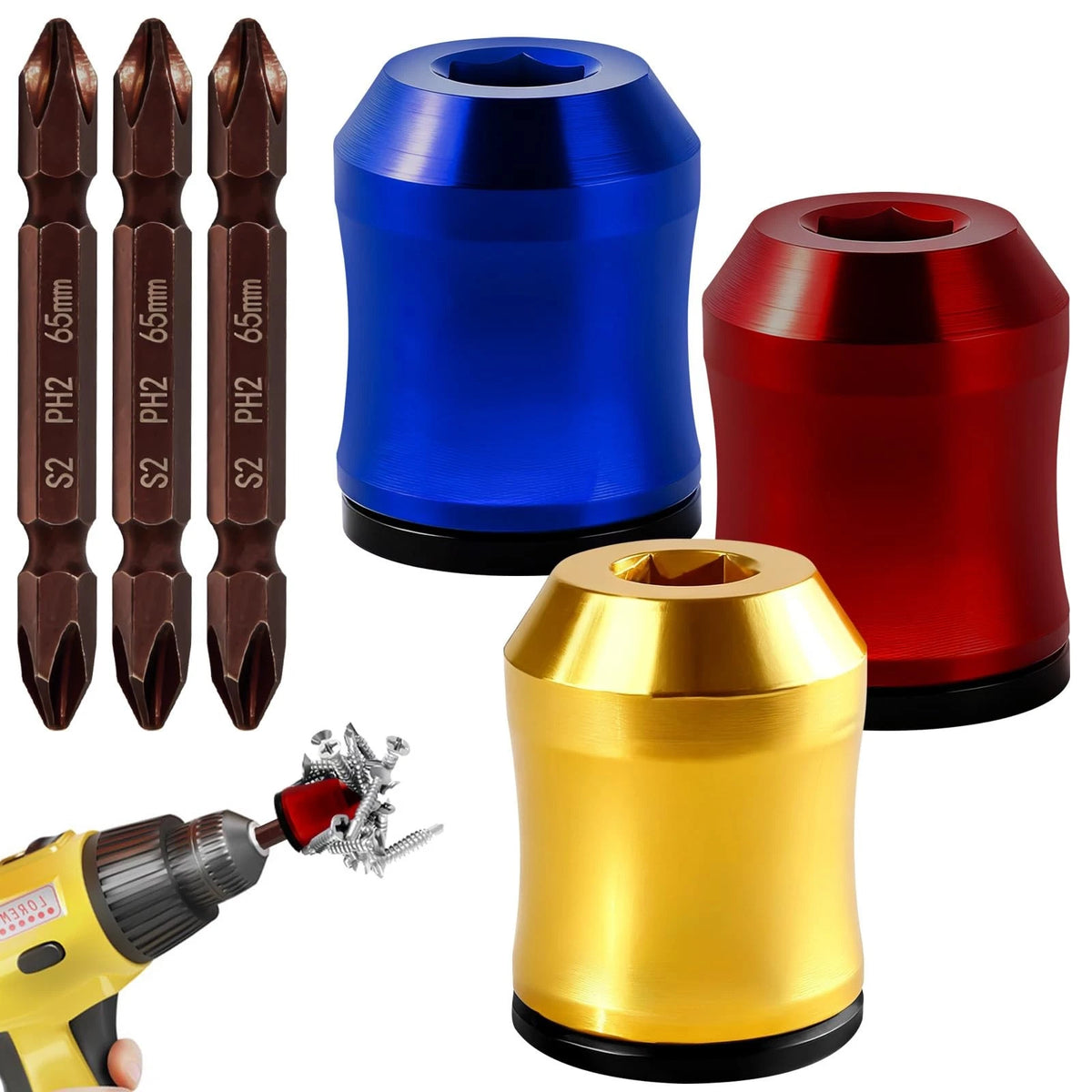 3 Magnetic Screw Holder Ring Bits for Drills & Drivers (DIY Repair)