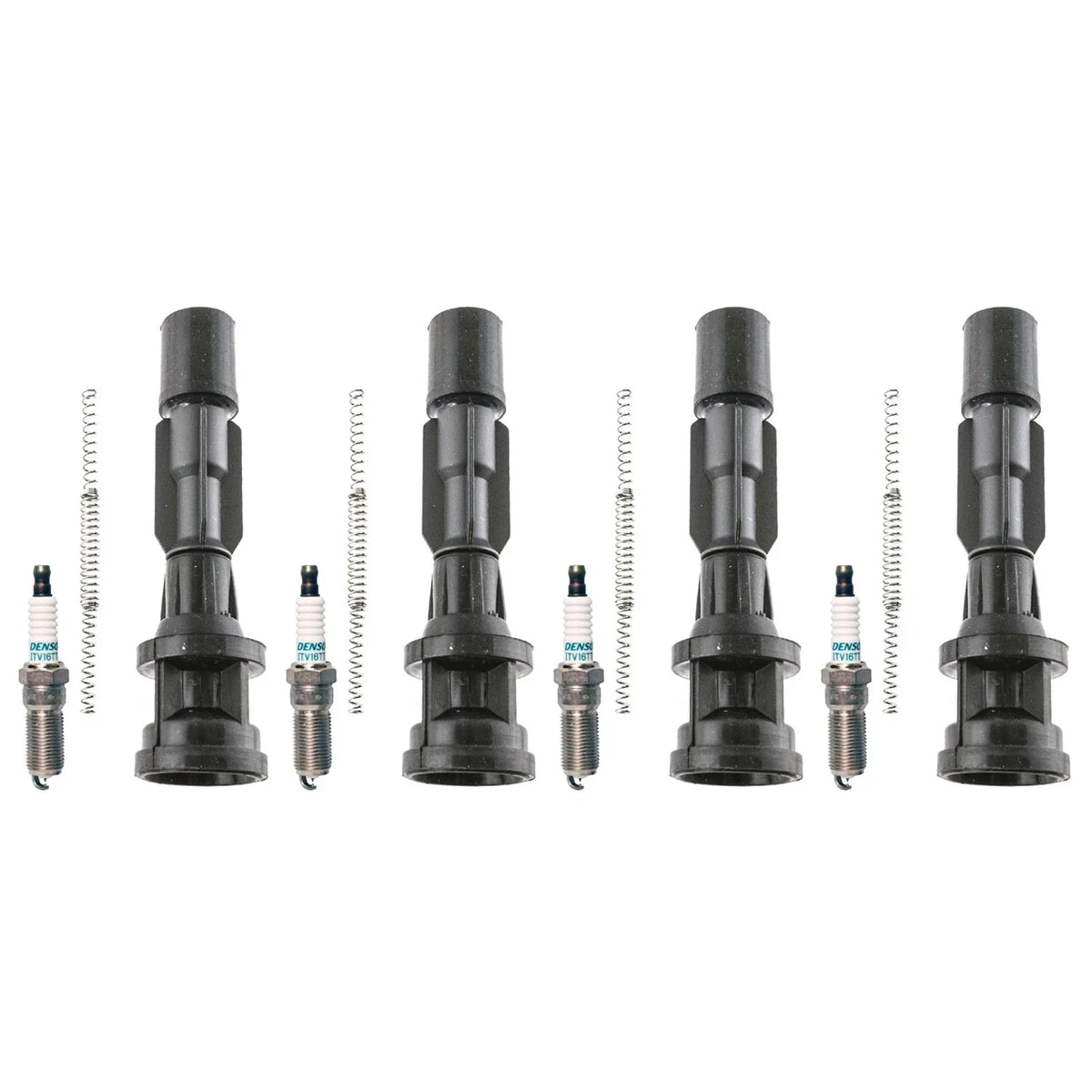 Set of 4 Denso Iridium TT Spark Plugs & Coil Boots for Mazda 5 (2008–2015)