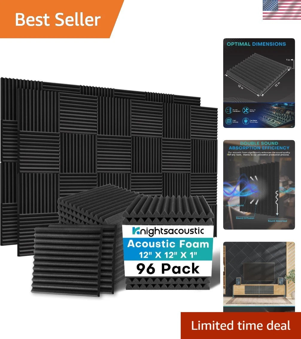 96 Pack Acoustic Foam Panels for Clean Audio Spaces