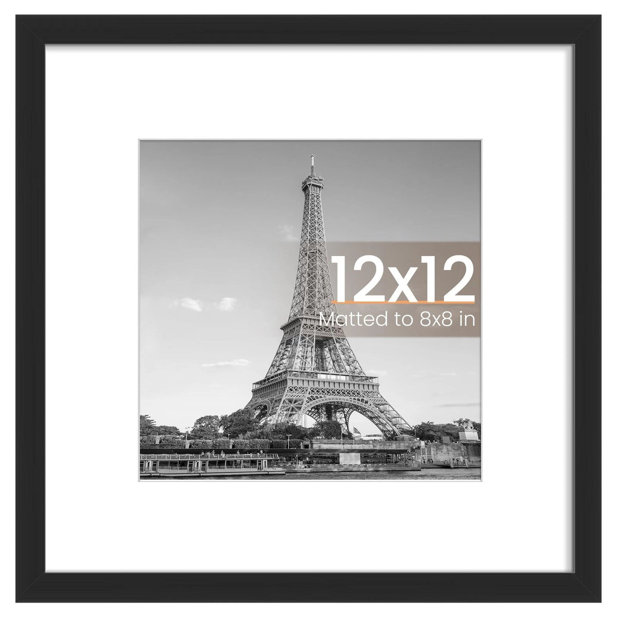 12x12 Picture Frame for Photos 8x8 with Mat Wall Mount Display