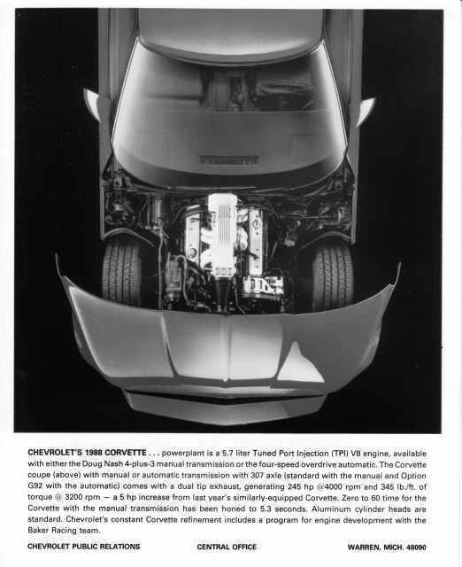 Powerplant Auto Press Photo for Chevrolet Corvette (1988)