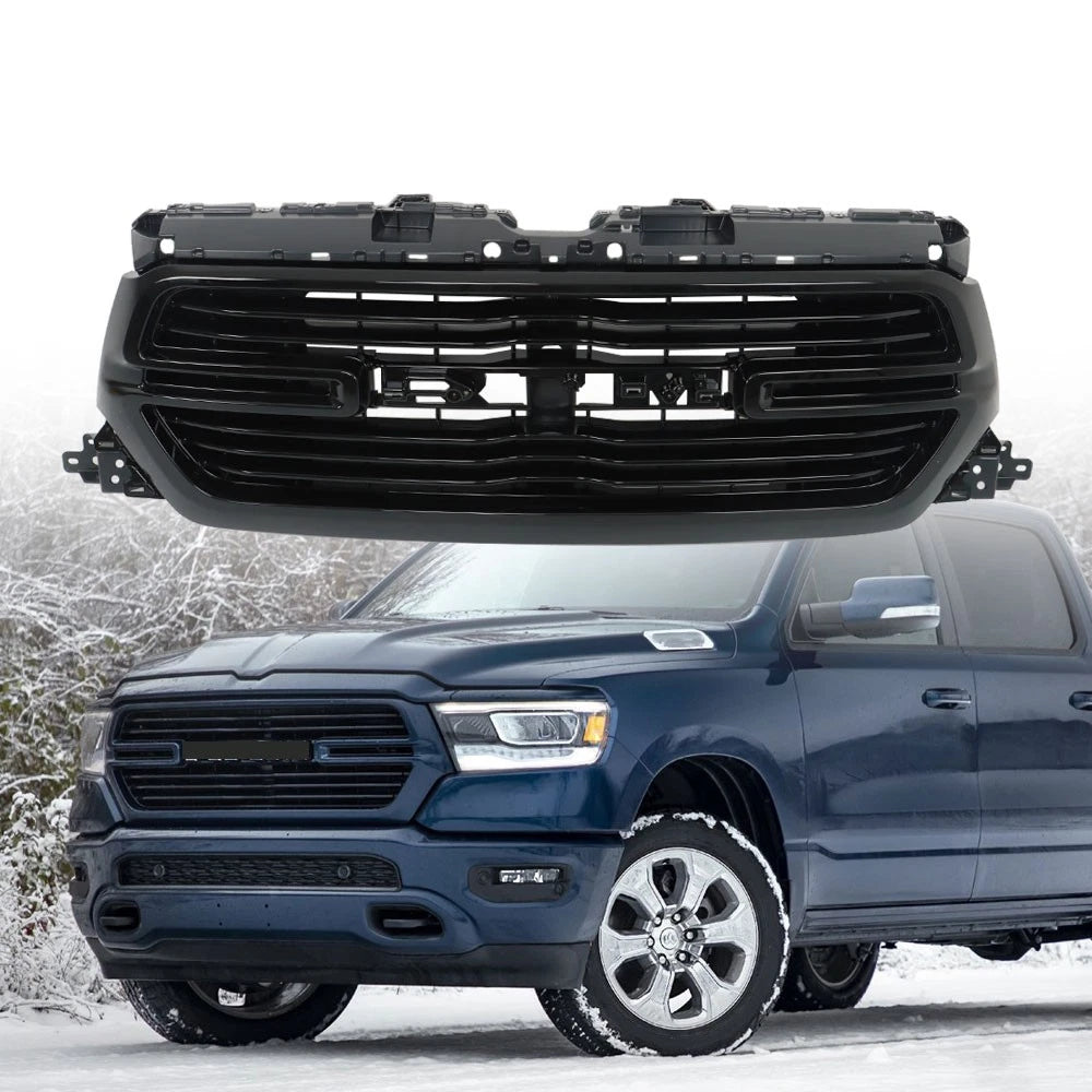 Front Upper Grill Grille for Dodge Ram 1500 (2019–2022) 7BU791XHAA Glossy Black
