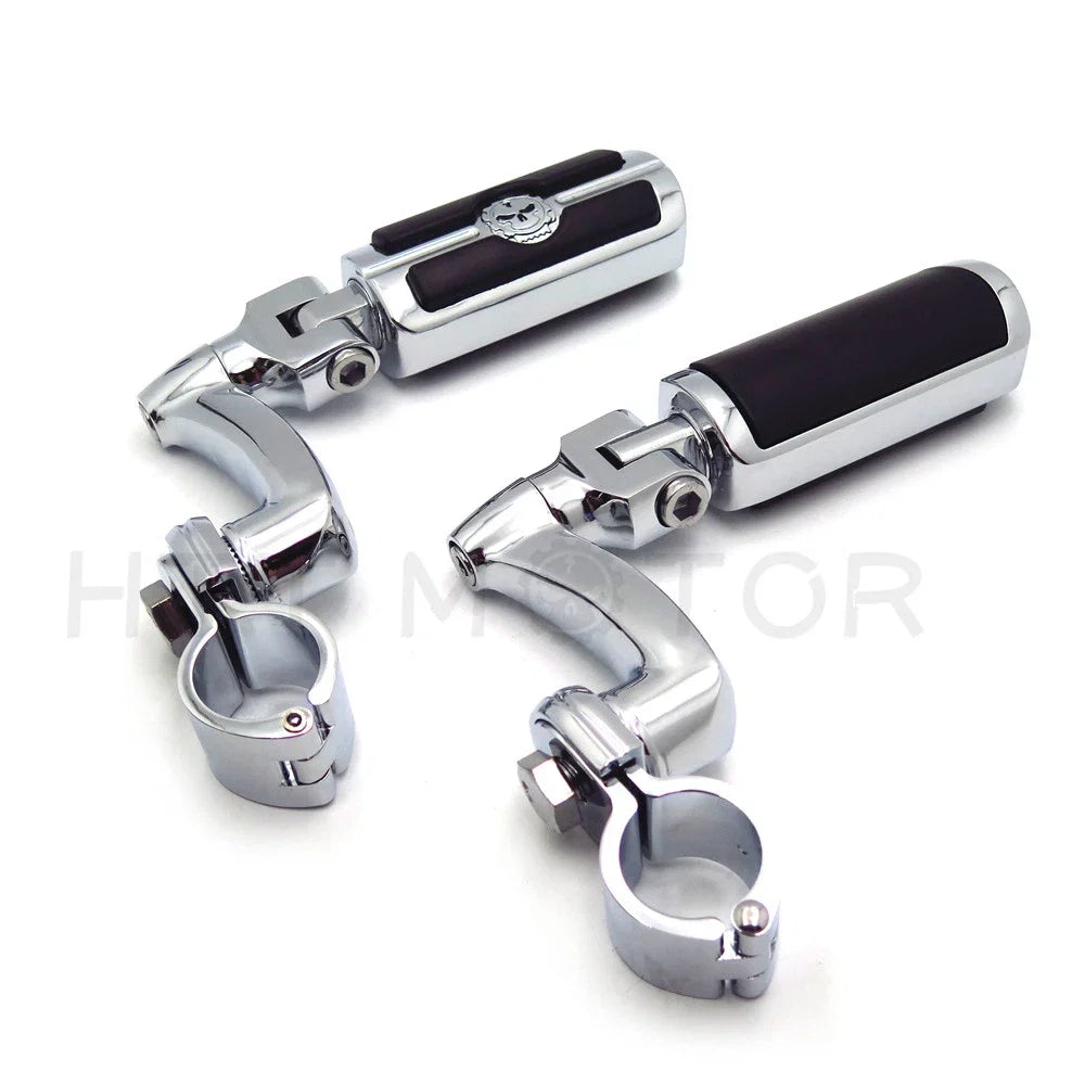 Chrome 360 Adjustable Skull FootPeg Kit for Honda VTX1300 (2003–2009)