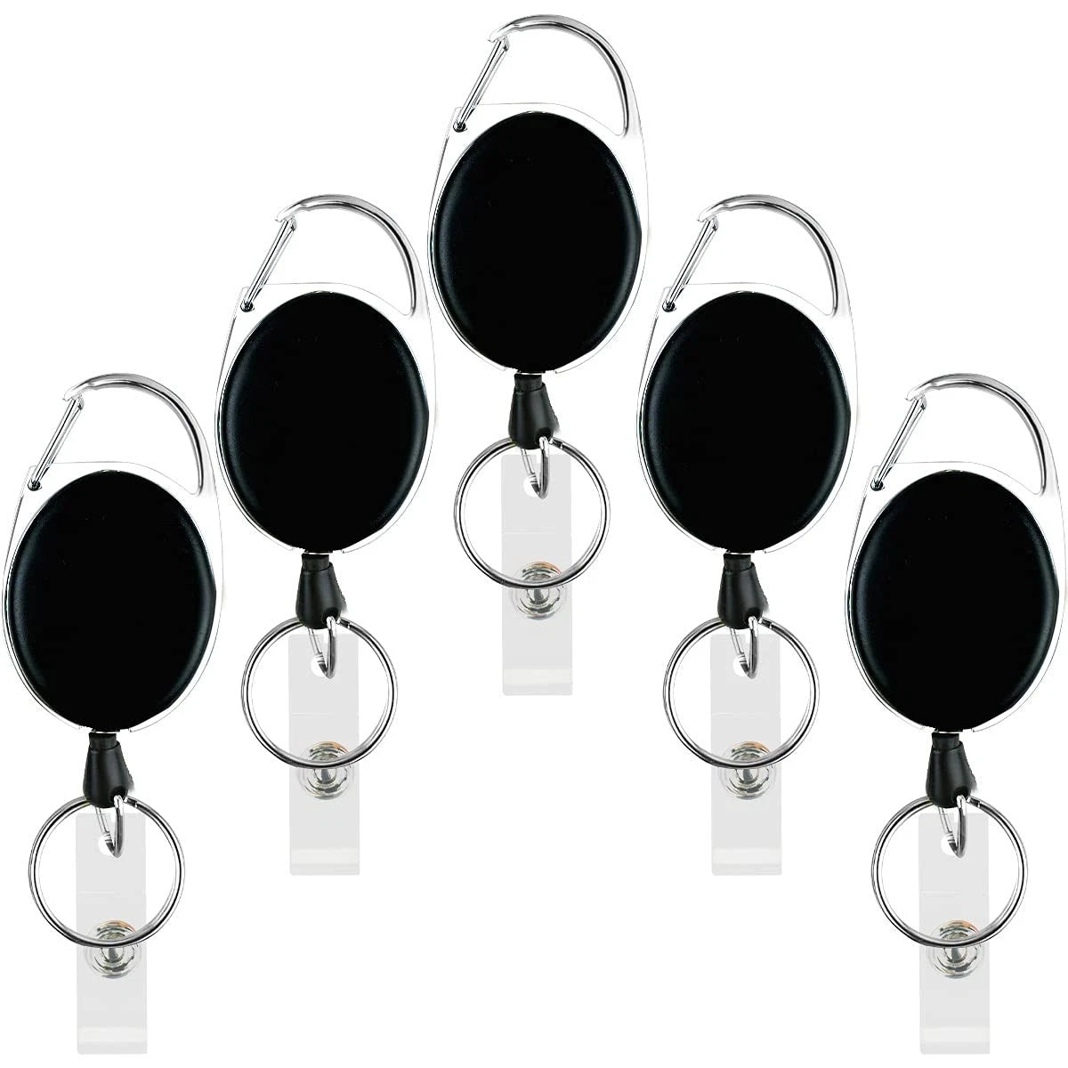 5 Pack Heavy Duty Retractable Badge Reel ID Card Holder with Clip